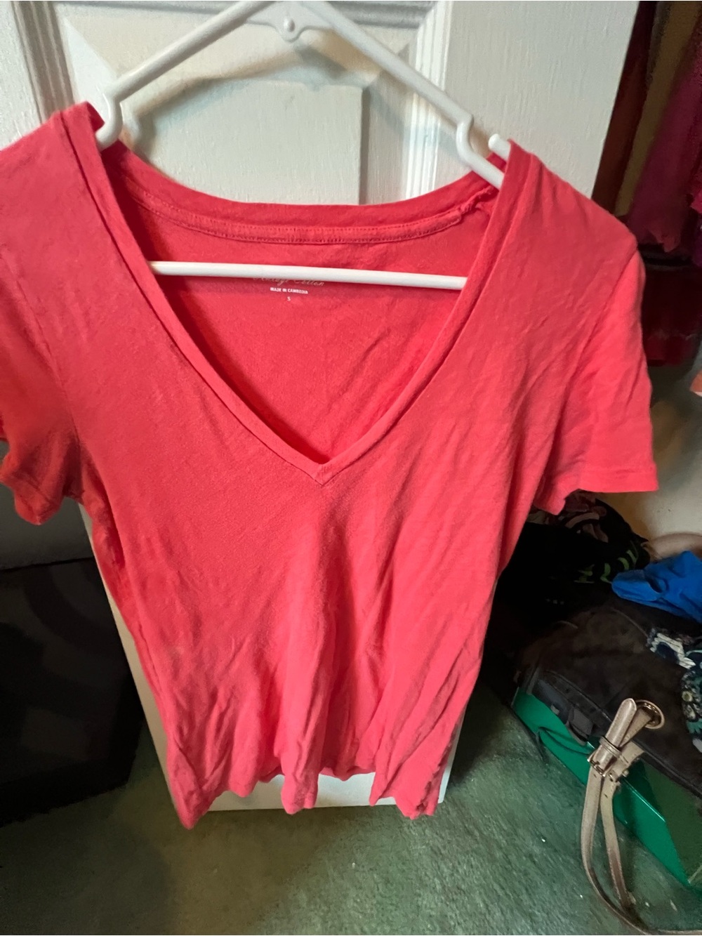 J. Crew V-Neck Short Sleeve Tee - Coral